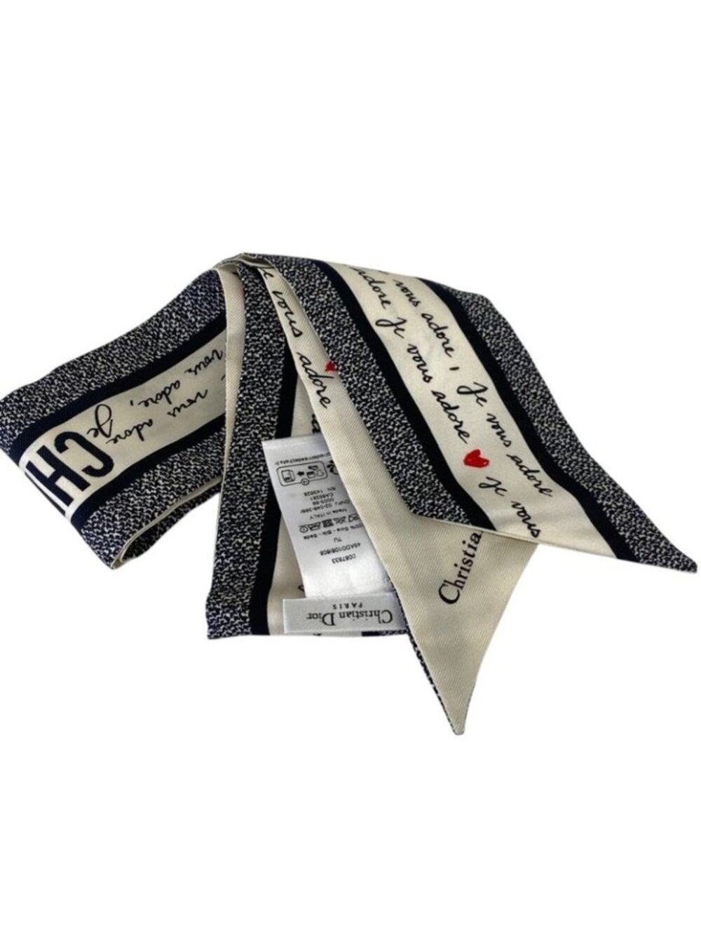 Dior Amour Mitzah Silk Scarf Black White - Picture 4 of 9